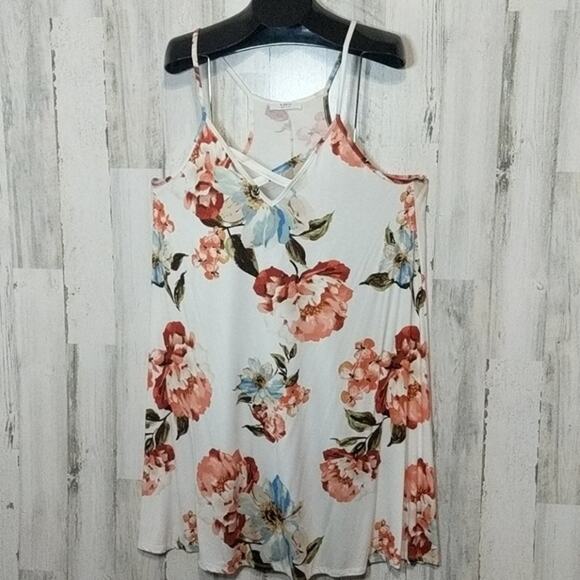 A. GAIN Cream Floral Strappy Sundress NEW 1X - Picture 5 of 8